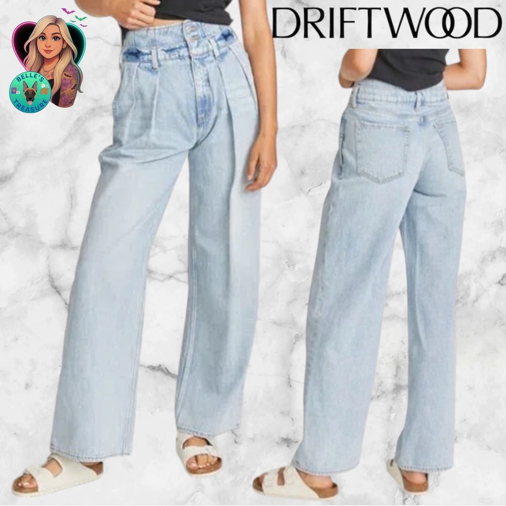 Driftwood Jean Sz 25 Cora‎ Wide Leg Amsterdam High Rise Pleated Horsehoe Barrel